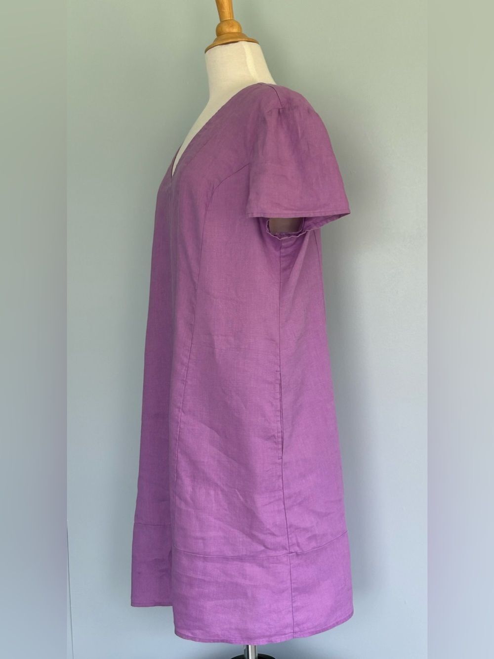 J.Jill Love Linen Purple Knee Length Dress oversized relaxed fit Sz L like XL - Picture 7 of 10